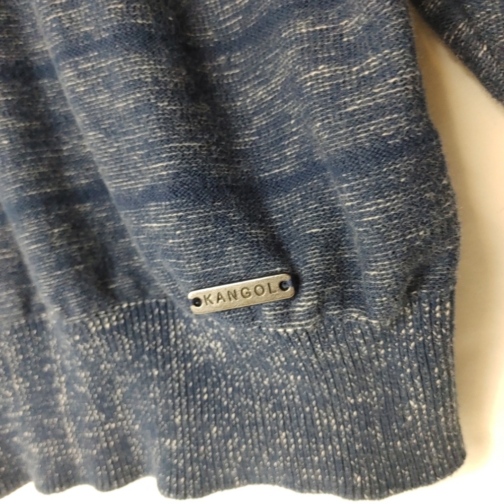 D2 Kangol Sweater Mens M Blue Pullover 1/4 Zip Lightweight Stretch Casual Preppy - Picture 2 of 10